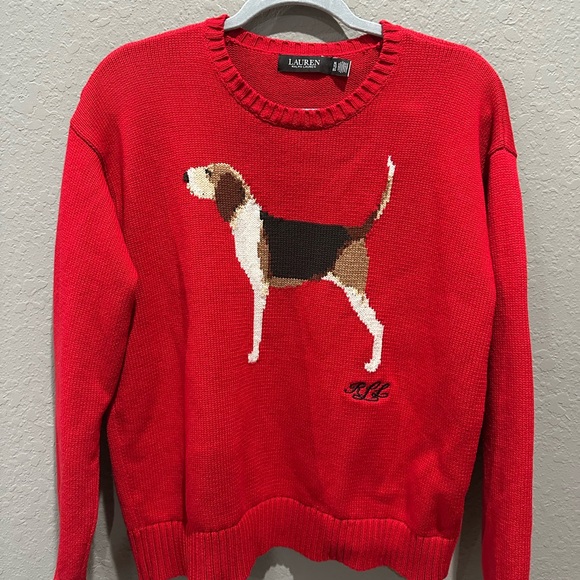 Lauren Ralph Lauren Intarsia-Knit Foxhound Cotton Sweater Sz XL EUC - Picture 2 of 9